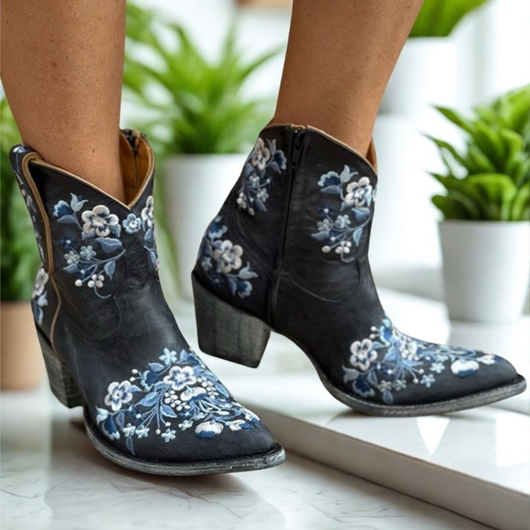 Old Gringo Sora Navy Country Blue Ankle Boots - Picture 8 of 8